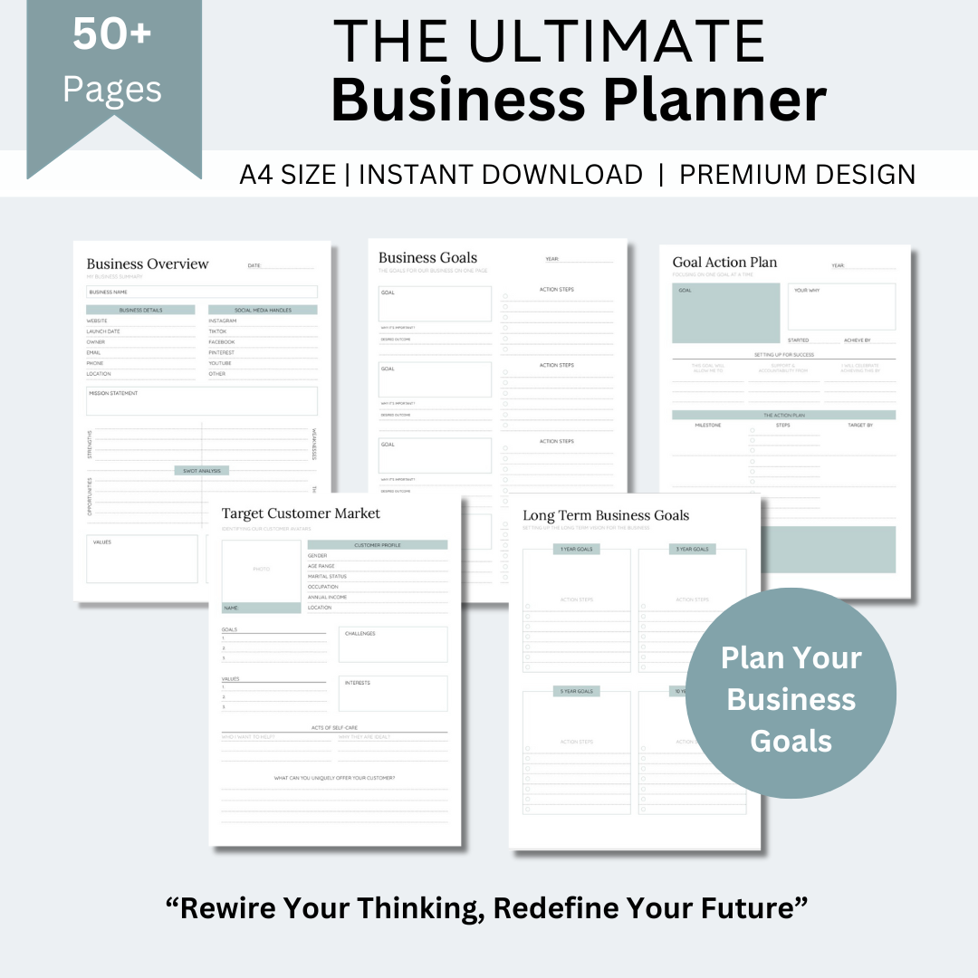 The Ultimate Business Planner – Printable Guide for Entrepreneurs & Small Businesses